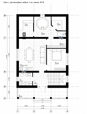 Проект дома со спа-зоной, одной спальней, бильярдной и широким балконом на мансарде / План 1 этажа