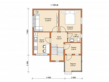 Каркасный дом "Тейлор" / План 1 этажа
