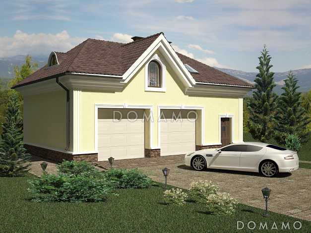 Проект гаража на 2 машины с мансардой