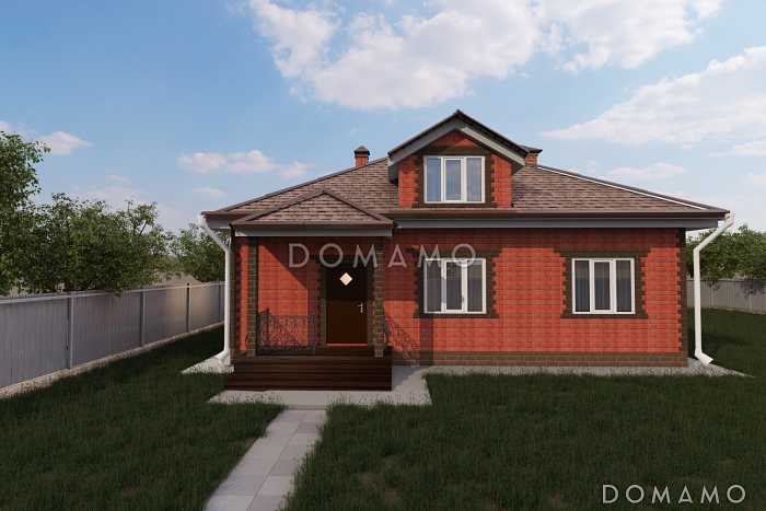 Проект дома с детской комнатой, сауной, гостиной с камином и выходом во двор