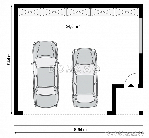 Проект просторного гаража из газобетона для двух автомобилей  / План 1 этажа