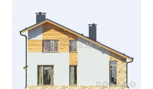 Проект загородного дома с панорамным окном в гостиной / Фасад 3