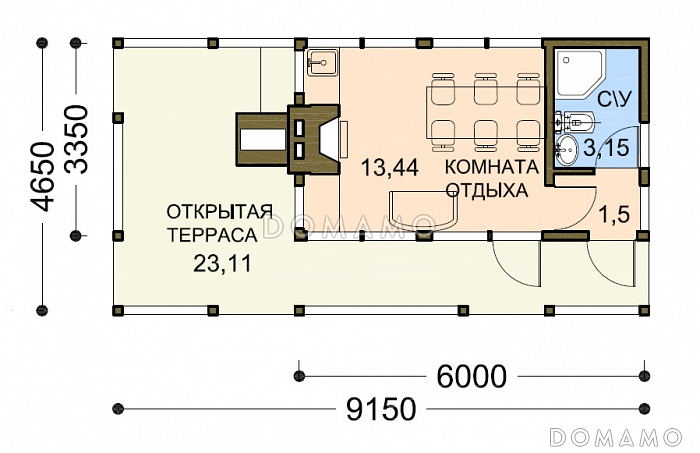 Проект беседки с комнатой отдыха и санузлом / План 1 этажа
