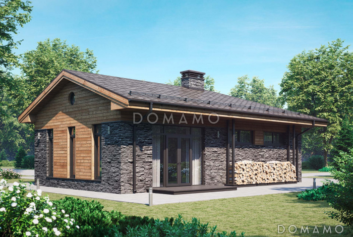 Проект хозблока с мастерской и навесом для двух машин