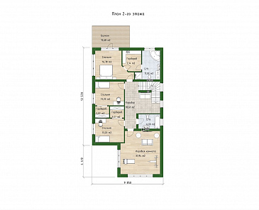 Проект двухэтажного дома из газобетона со встроенным гаражом, верандой и спортзалом / План 2 этажа