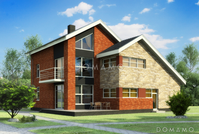 Проект дома с гаражом на одну машину, со спортзалом и душевой на втором этаже, большой мансардой