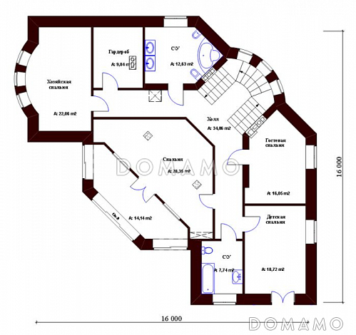 Проект кирпичного дома / План 2 этажа