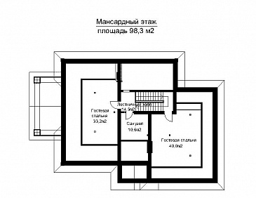 Проект двухэтажного загородного дома с высоким крыльцом / План мансардного этажа