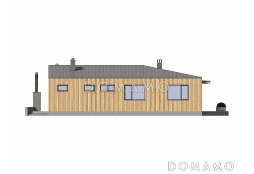 Проект современного кирпичного дома П-образной формы с патио / Фасад 1