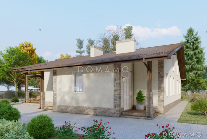 Проект дома с мансардой, вторым светом, большой гостиной и 4 спальнями