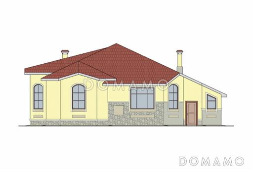 Проект одноэтажного дома с гаражом чуть больше 200 кв. м / Фасад 4