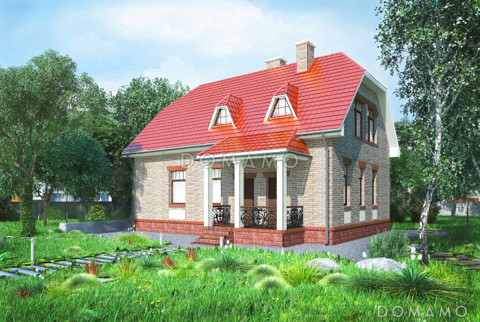 Проект коттеджа с эркером и балконом