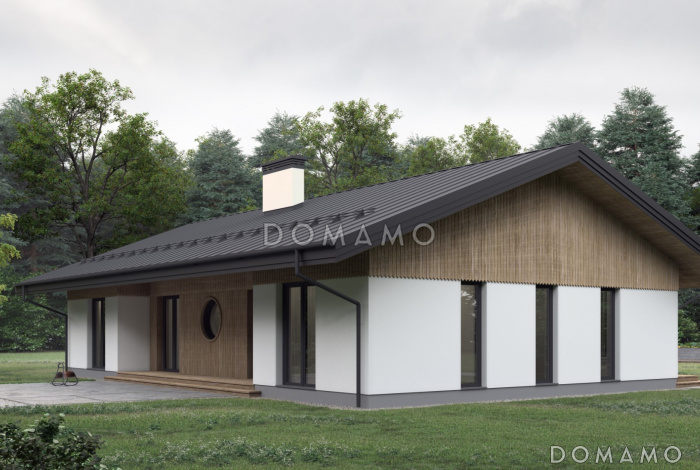 Проект дома из ж/б панелей с сауной и комбинированным фасадом SP-143-1