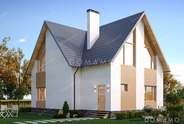 Проект дома из газобетона с 4 спальнями, кабинетом, балконом на две комнаты и котельной с отдельным входом