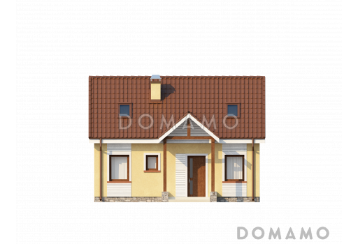 Проект одноэтажного мансардного дома из газобетона с четырьмя спальнями / Фасад 1