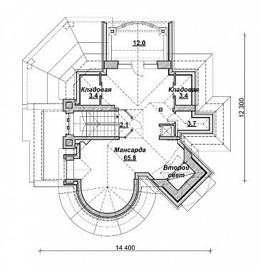 Проект компактного коттеджа в стиле модерн / План мансардного этажа