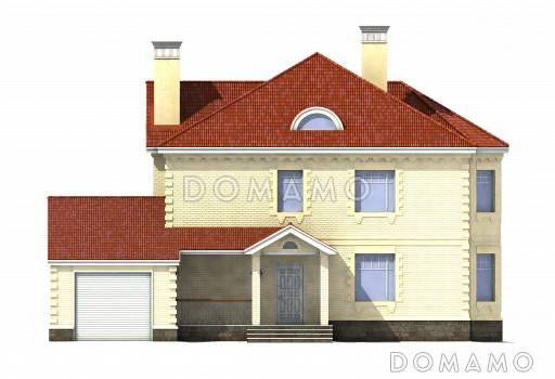 Проект дома с гаражом на одну машину и бильярдной / Фасад 1