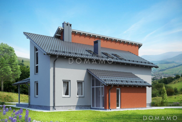 Проект дома из панелей SIP с четырьмя просторными спальными комнатами на мансардном этаже