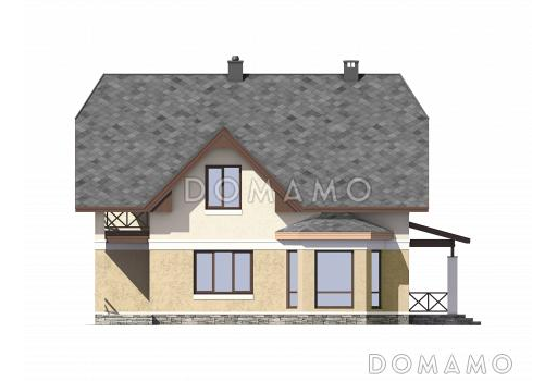 Проект дома из газобетона с двумя входами в котельную / Фасад 2