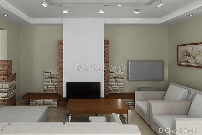 Проект одноэтажного дома из SIP панелей с панорамным окном на крытую террасу