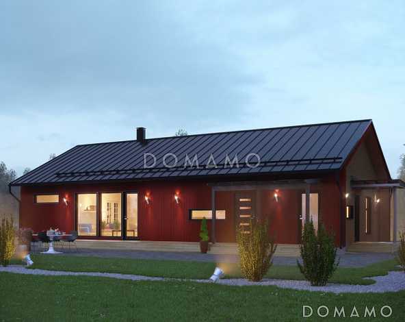 Проект одноэтажного каркасного дома с отдельным входом в небольшую сауну