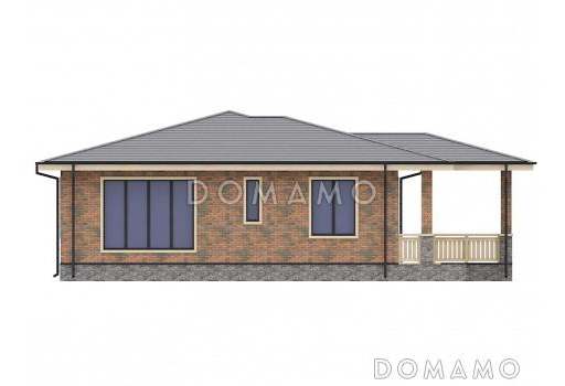 Проект дома из газобетона с кирпичной отделкой / Фасад 2