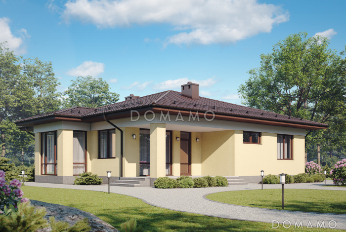 Проект одноэтажного газобетонного загородного дома