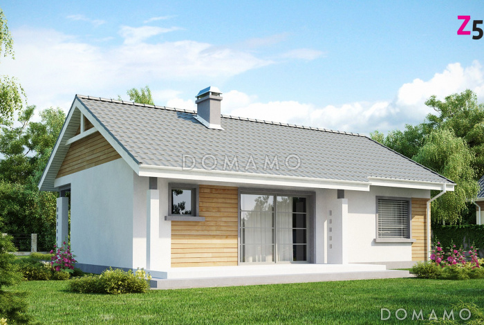 Проект небольшого одноэтажного дома из газобетона с отделённой спальной зоной