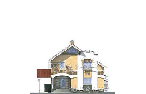 Проект дома из пеноблоков с элементами модерна, рациональной планировкой, большой гостиной на первом этаже / Фасад 1