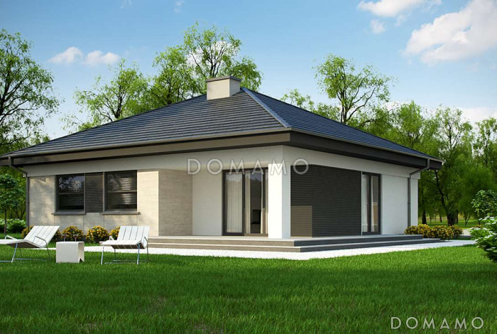 Проект небольшого функционального одноэтажного дома из газобетона с тремя спальнями