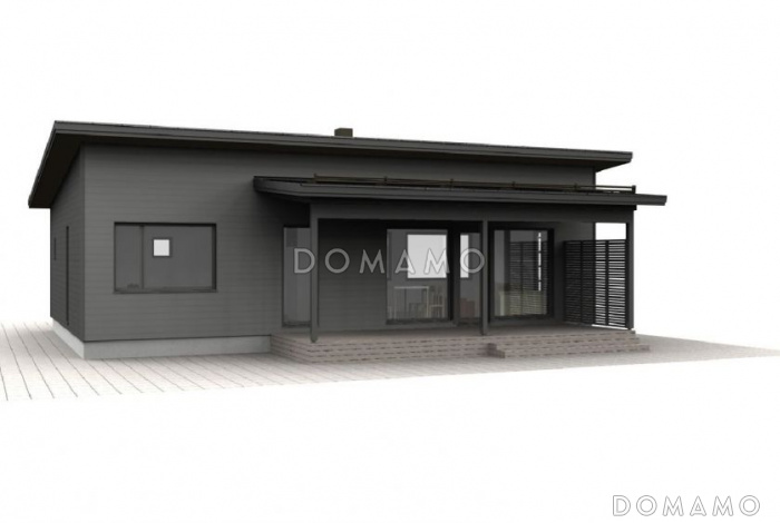 Проект одноэтажного каркасного дома с односкатной крышей