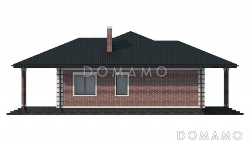 Проект загородного дома с террасами, просторной кухней-столовой без перегородки с холлом / Фасад 3