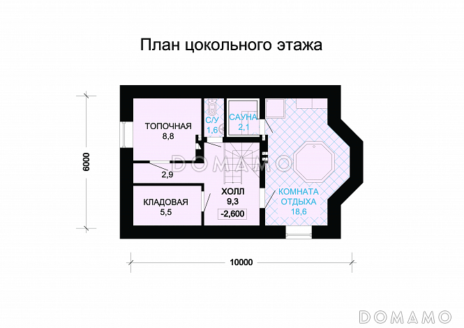 Проект кирпичного дома с верандой / План цокольного этажа