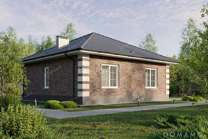 Проект маленького одноэтажного дома с тремя спальнями, котельно, санузлом и кухней