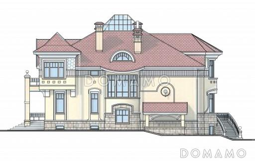 Проект коттеджа в стиле модерн с парадным балконом / Фасад 4