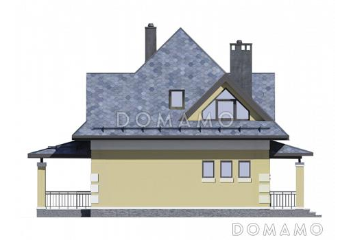 Проект дома с эркером в кухне, террасой, гостевой комнатой на первом этаже / Фасад 2