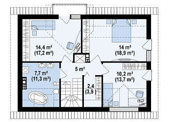 Проект классического мансардного дома из кирпича с современными элементами архитектуры / План мансардного этажа