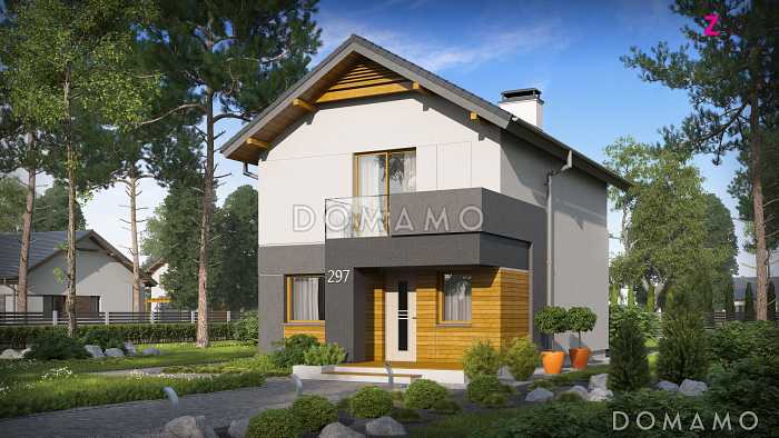 Проект небольшого двухэтажного дома из газобетона с тремя спальнями и балконом