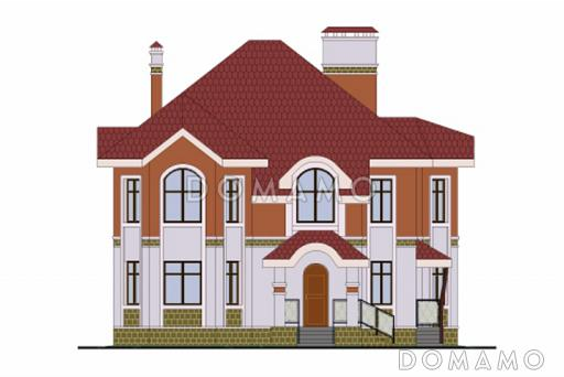 Проект кирпичного дома с арочными окнами / Фасад 1