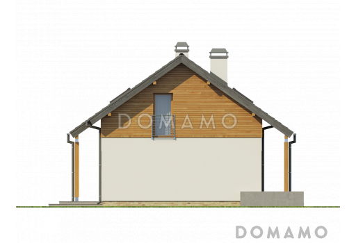 Проект компактного одноэтажного мансардного дома из газобетона с кабинетом и тремя спальнями / Фасад 1