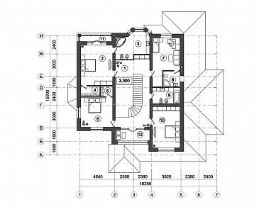 Проект дома с балконом и лоджией / План 2 этажа