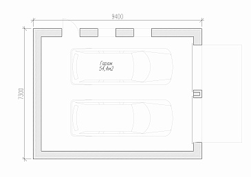 Проект гаража на две машины / План 1 этажа