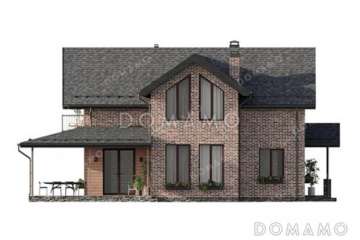 Проект дома с 4 спальнями на мансарде, балконом, террасой и гостевой комнатой на первом этаже / Фасад 3