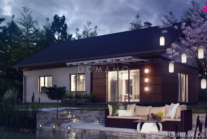 Проект классического одноэтажного дома из кирпича адаптированный для сейсмозоны с тремя спальнями и светлой гостиной