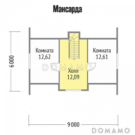 Проект двухэтажного дома 6х9 из бруса / План мансардного этажа