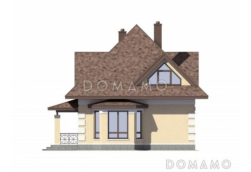 Проект дома из газобетона с тремя небольшими спальнями на мансардном этаже / Фасад 4