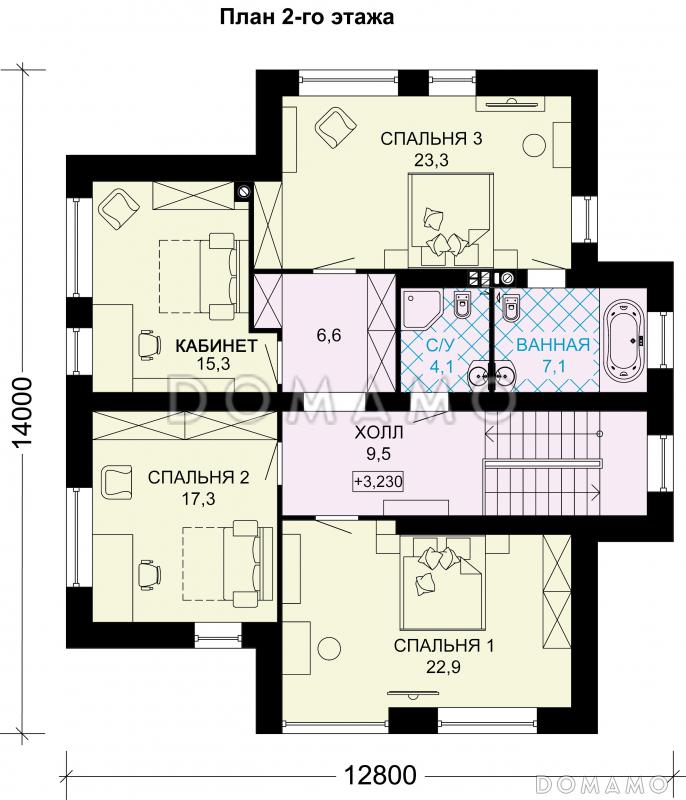 Проект двухэтажного дома из СИП панелей / План 2 этажа
