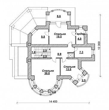 Проект компактного коттеджа в стиле модерн / План 2 этажа