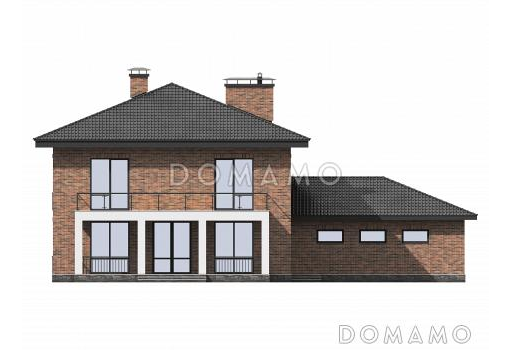 Проект газобетонного двухэтажного особняка с двойным гаражом / Фасад 3