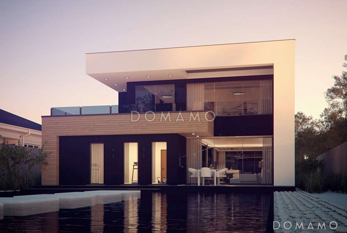 Проект современного двухэтажного дома из кирпича с тремя спальнями, спортзалом и гаражом